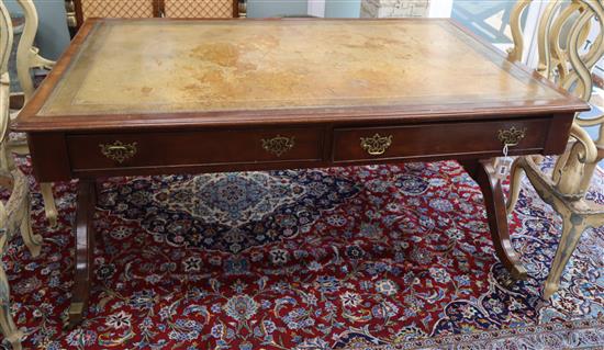 An early 19th century style mahogany partners writing table W.167cm